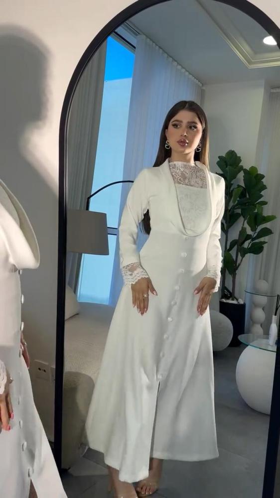 فستان سهره ناعم ابيض& اسود & عنابي