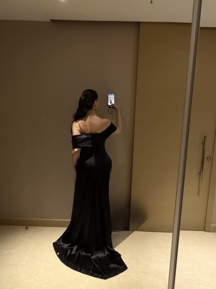فستان سهره اسود فخم تفته وخرز