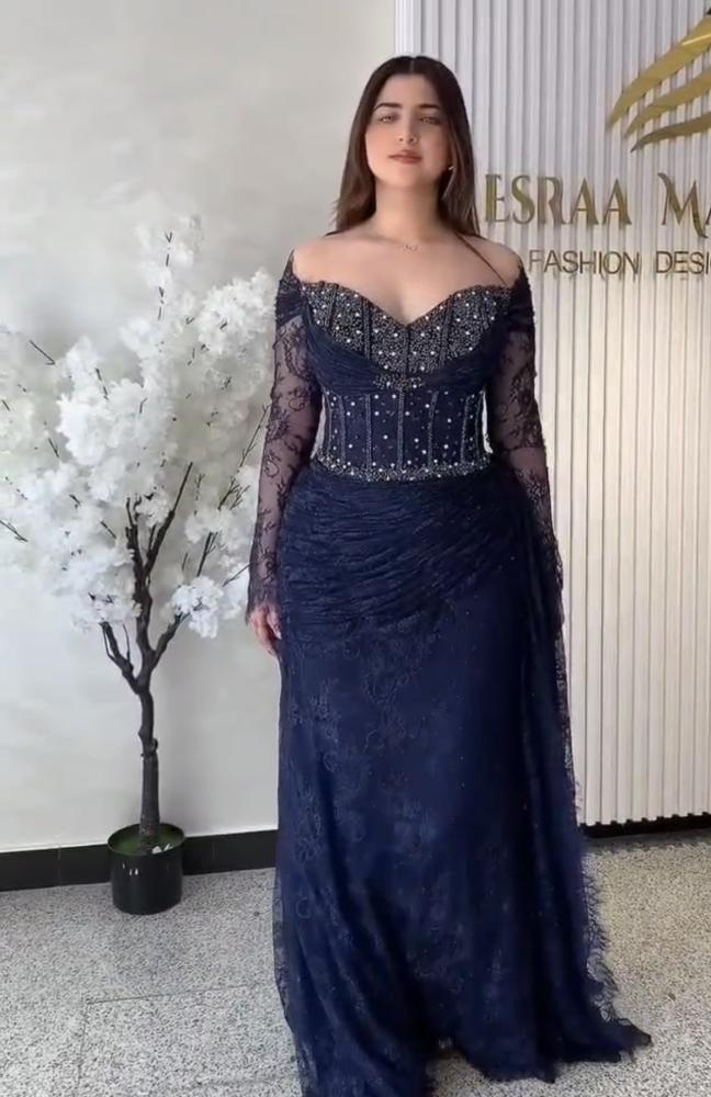 فستان  سهره  كحلي فخم