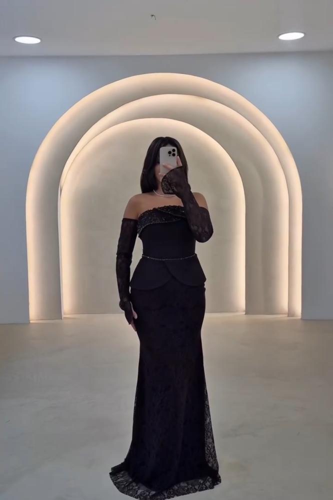 فستان سهره  اسود ناعم