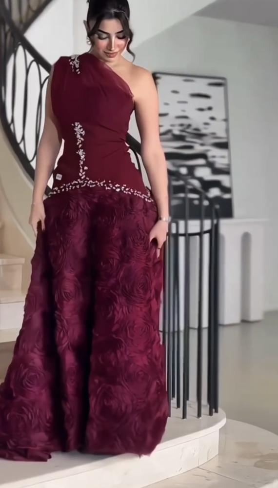 فستان  سهره  عنابي فخم