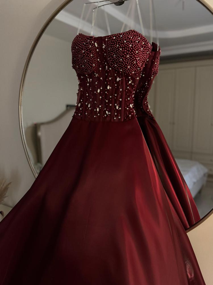 فستان  سهره  عنابي راقي