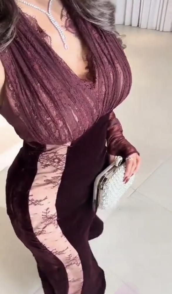 فستان  سهره مخمل عودي راقي
