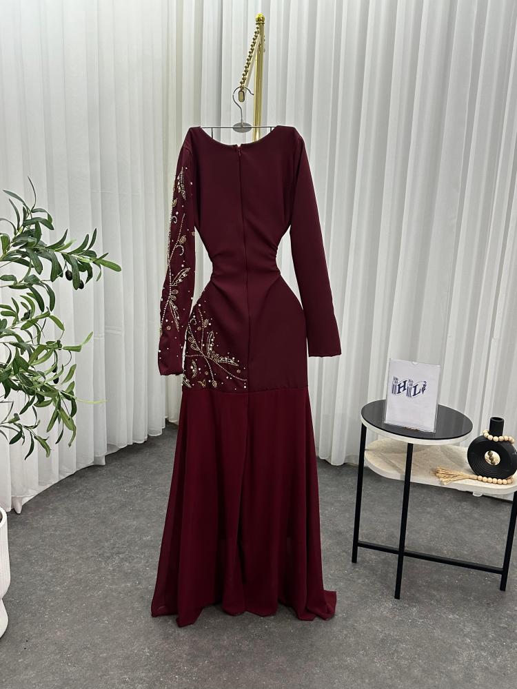 فستان  سهره  عنابي