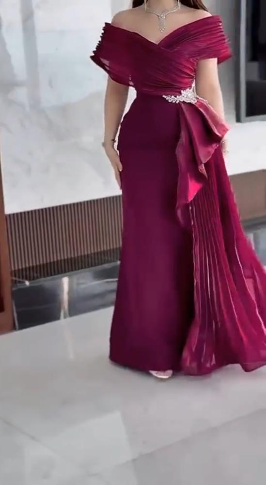 فستان سهره عنابي فخم