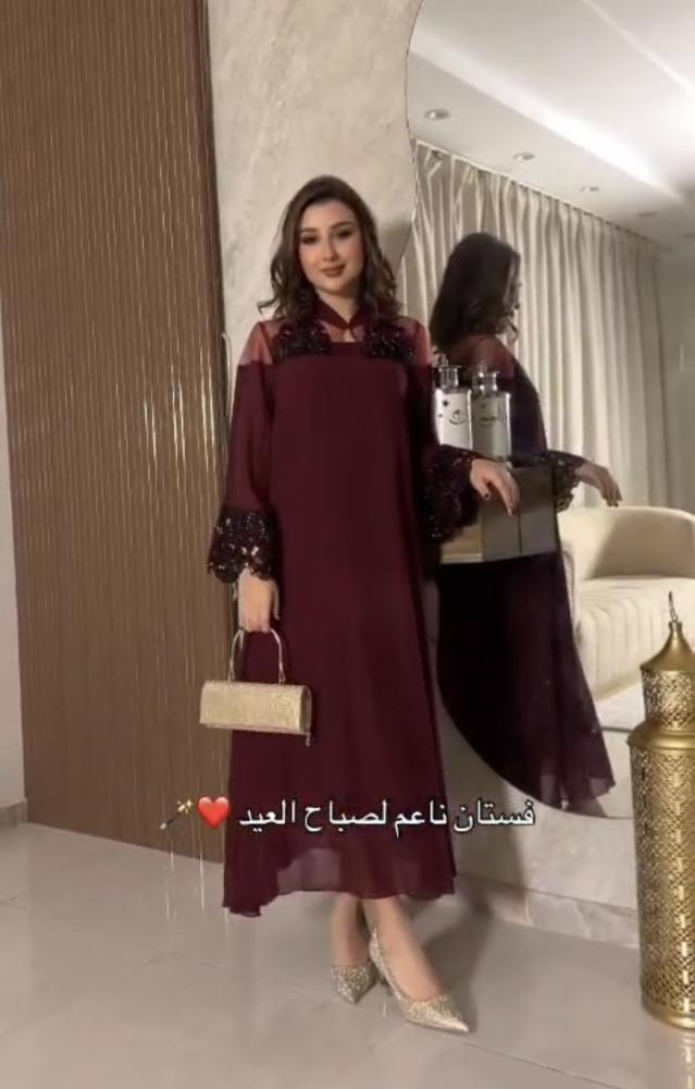 فستان سهره ناعم عنابي