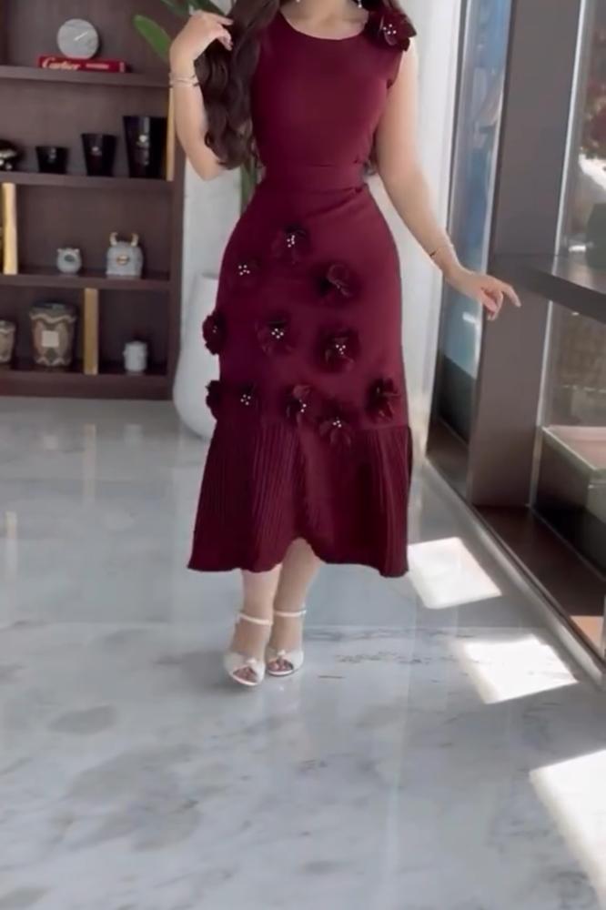 فستان ناعم برغندي