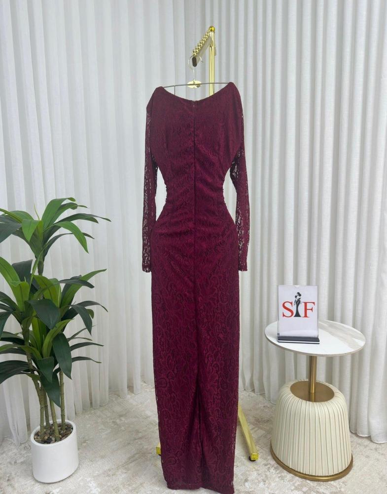 فستان سهره عنابي