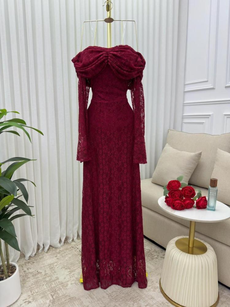 فستان  سهره عنابي