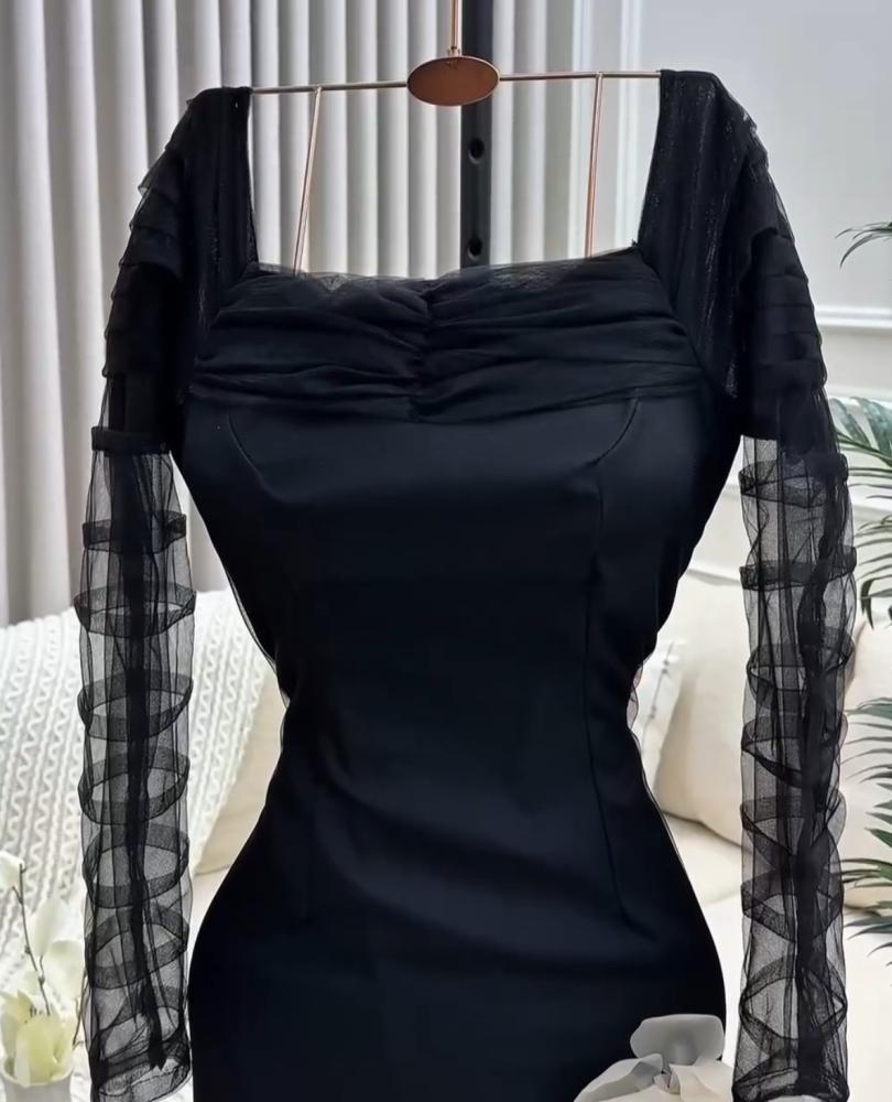 فستان سهره اسود وابيض فخم