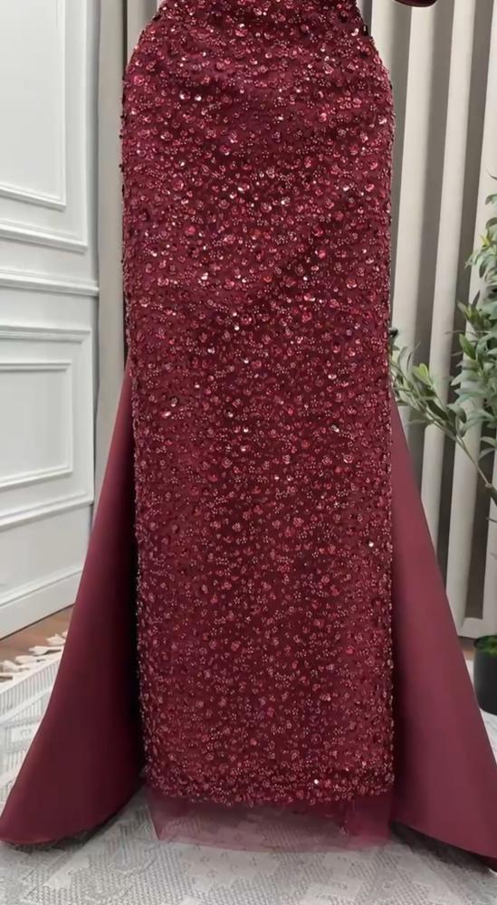 فستان سهره رودينا عنابي