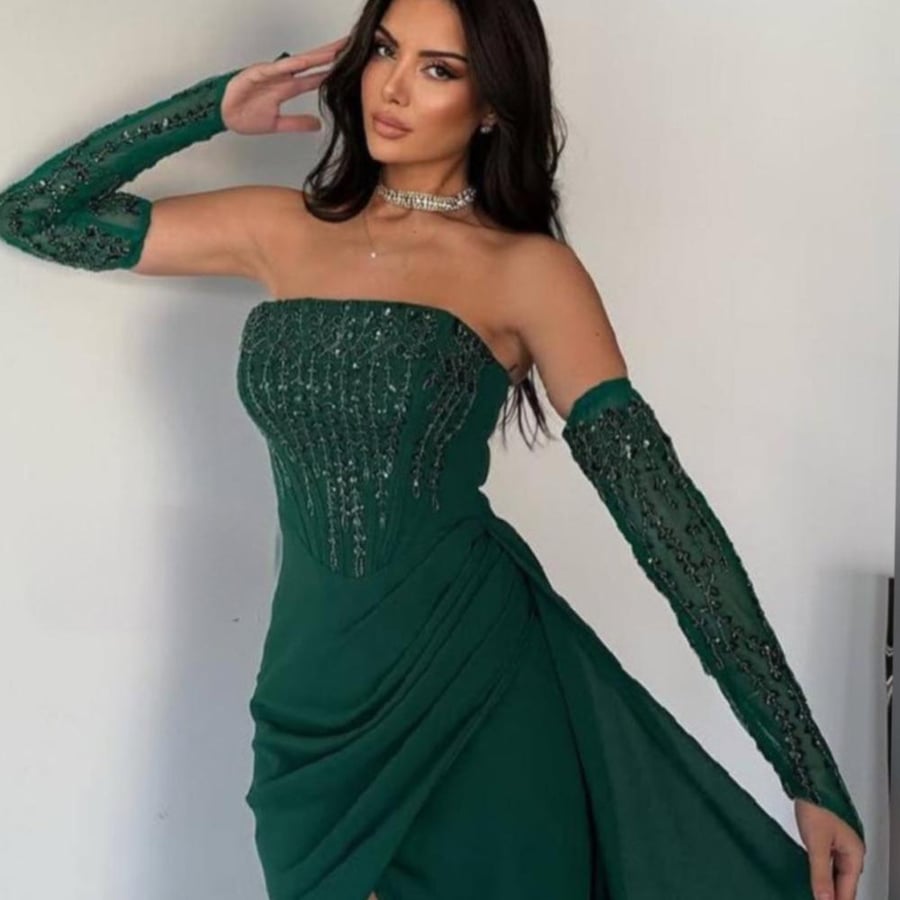 فستان سهره اخضر فخم