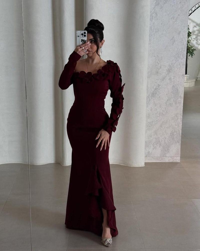 فستان سهره عنابي