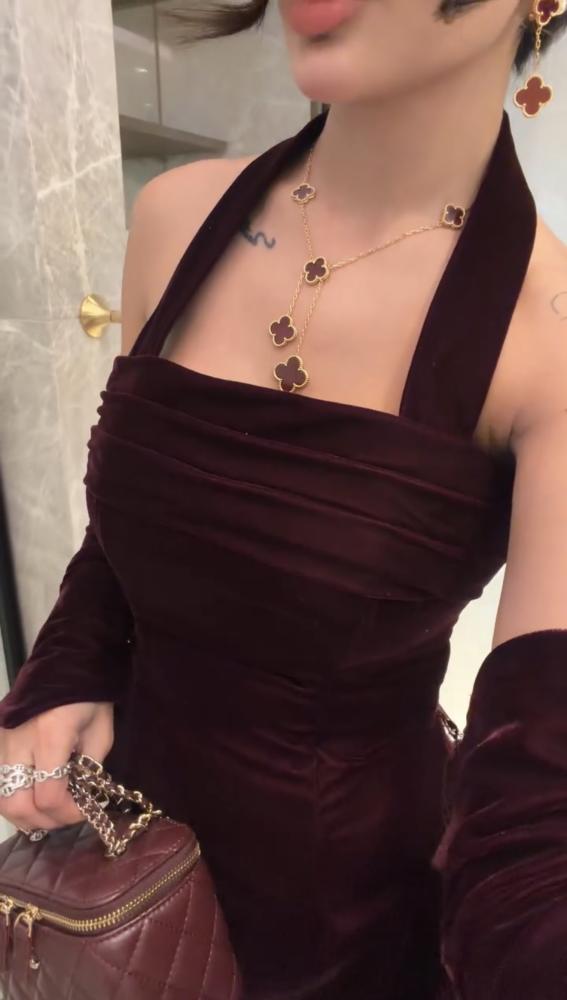 فستان سهره  جوخ عنابي