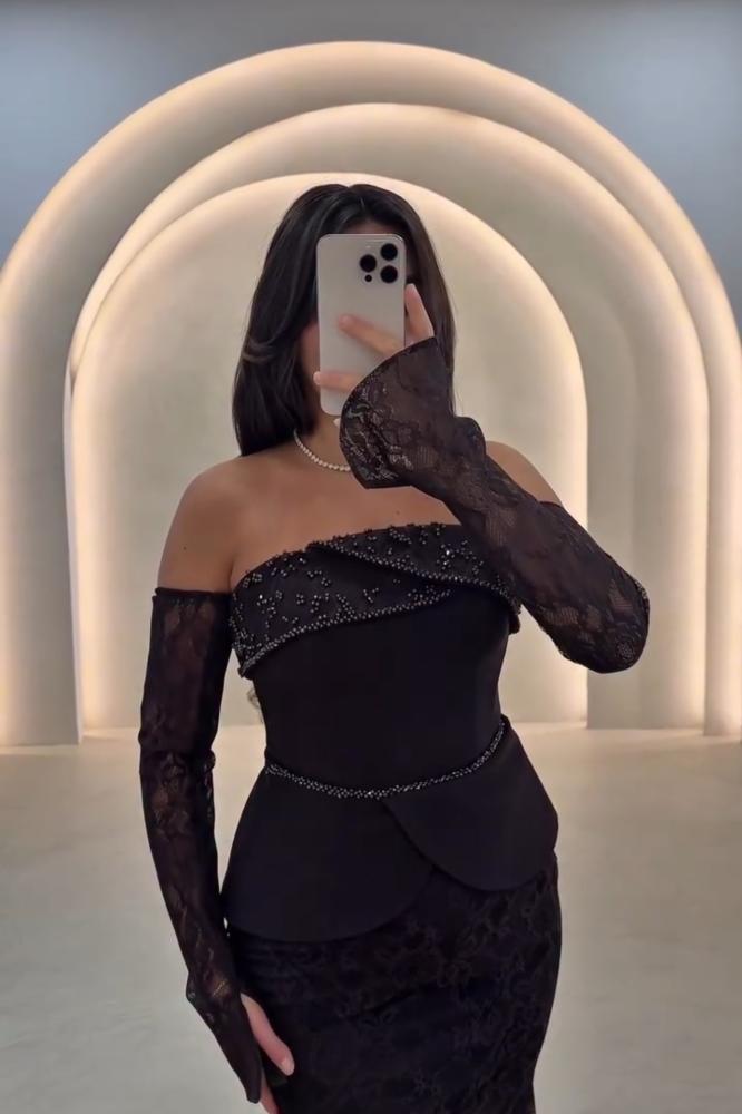 فستان سهره  اسود ناعم