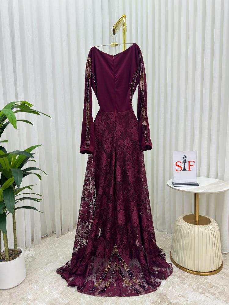 فستان سهره  عنابي