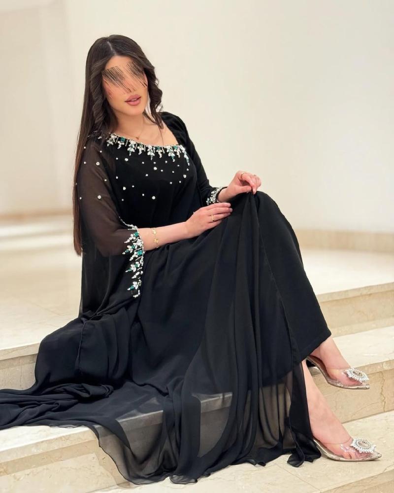 فستان سهره اسود مخمل وجورجيت