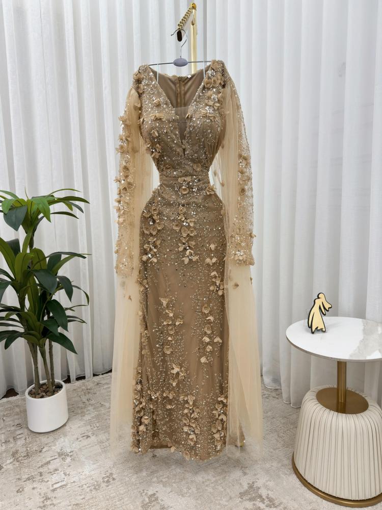 فستان سهره كحلي & اسود & وبيج