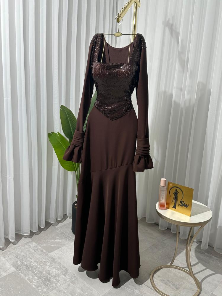 Evening dress, material sequins on crepe stretch