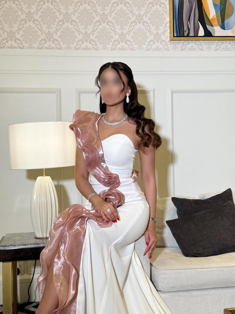 Evening dress, elegant color, fabric Barbie, original + Mikado shine