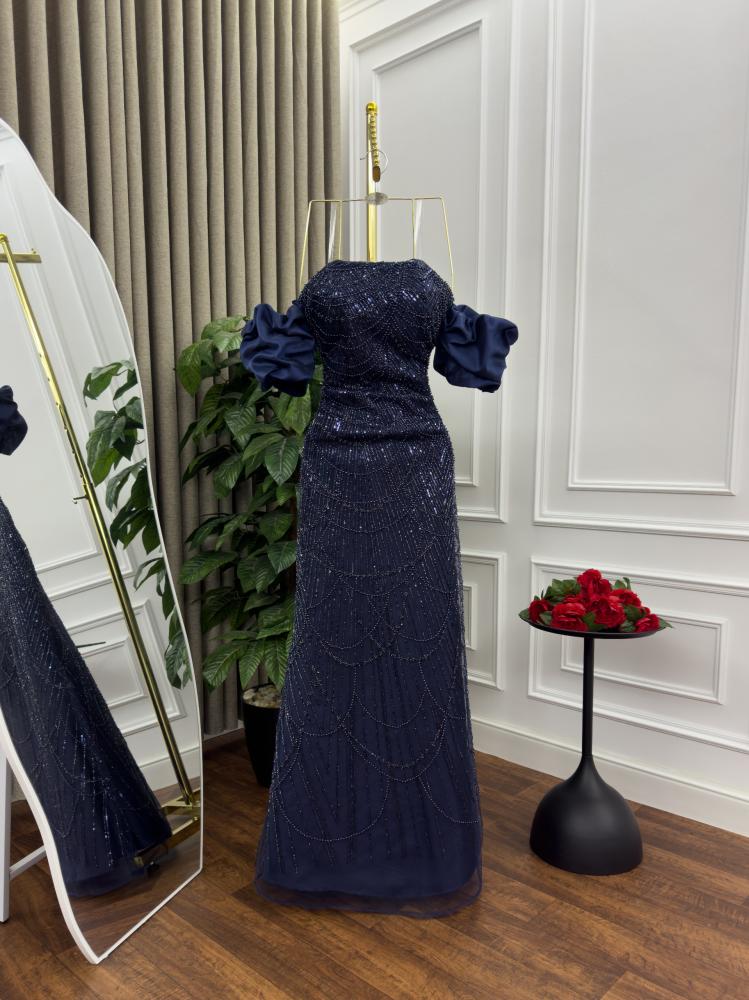 Long navy evening dress