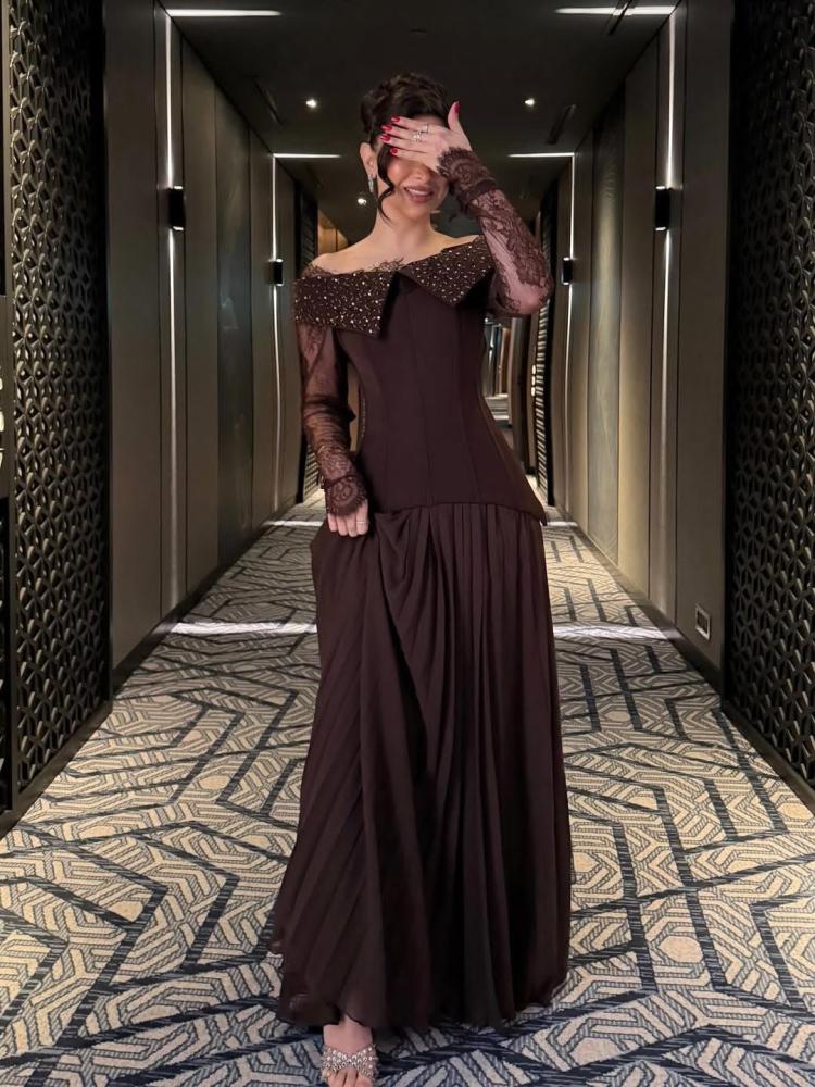Eid dress elegant fabric Barbie on lace