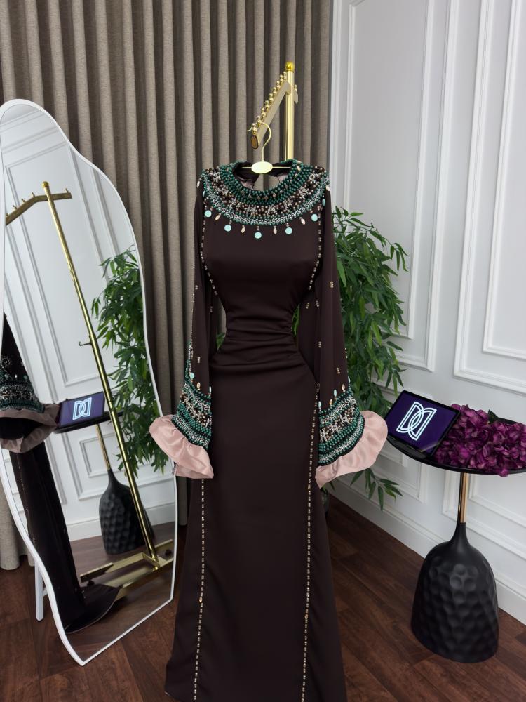 Kaftan for an evening, crepe fabric + elegant hand embroidery