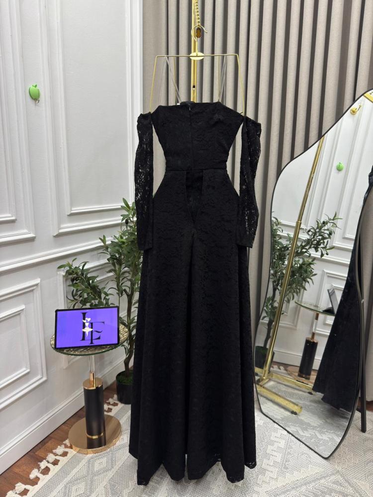 Evening dress, elegant sophisticated color, lace fabric, with Barbie.
