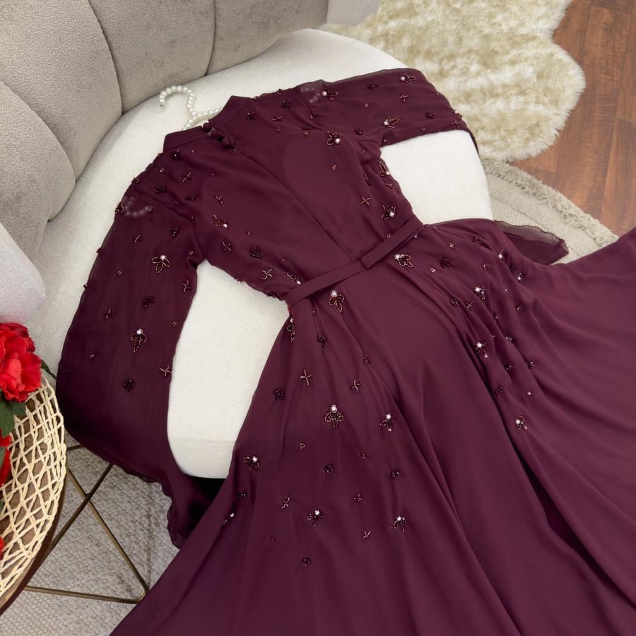 Elegant evening dress material: chiffon georgette lined