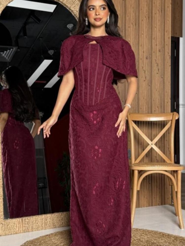 Long evening dress, elegant color, Barbie fabric