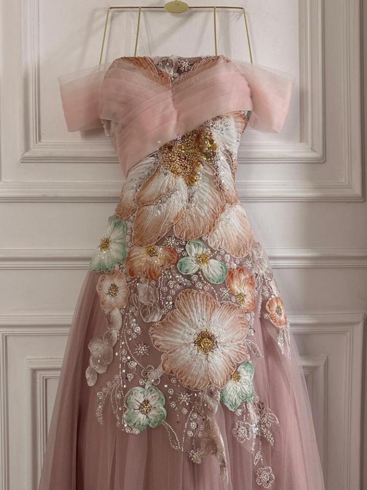 Elegant long evening dress, elegant fabric