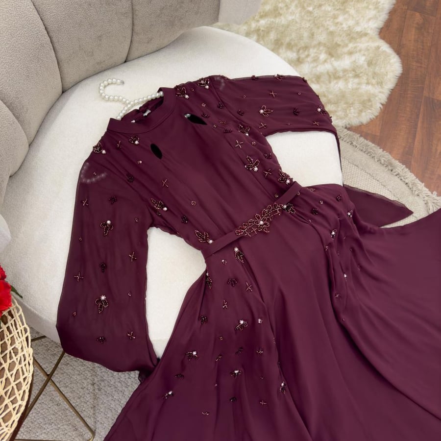 Elegant evening dress material: chiffon georgette lined