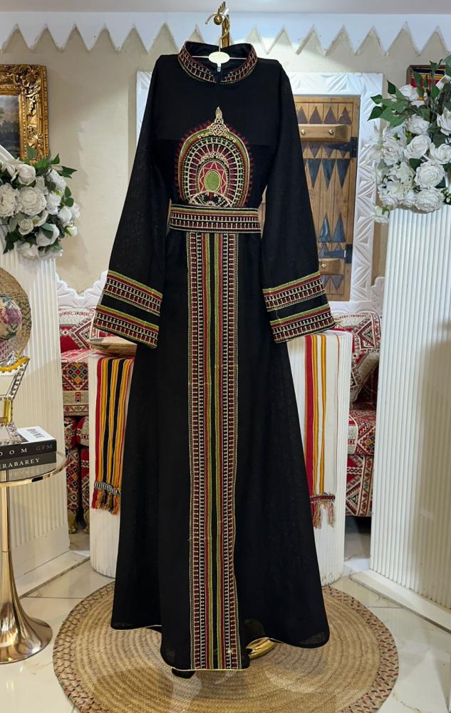 Elegant long Day of Foundation abaya, crepe fabric + hand embroidery, Asiri