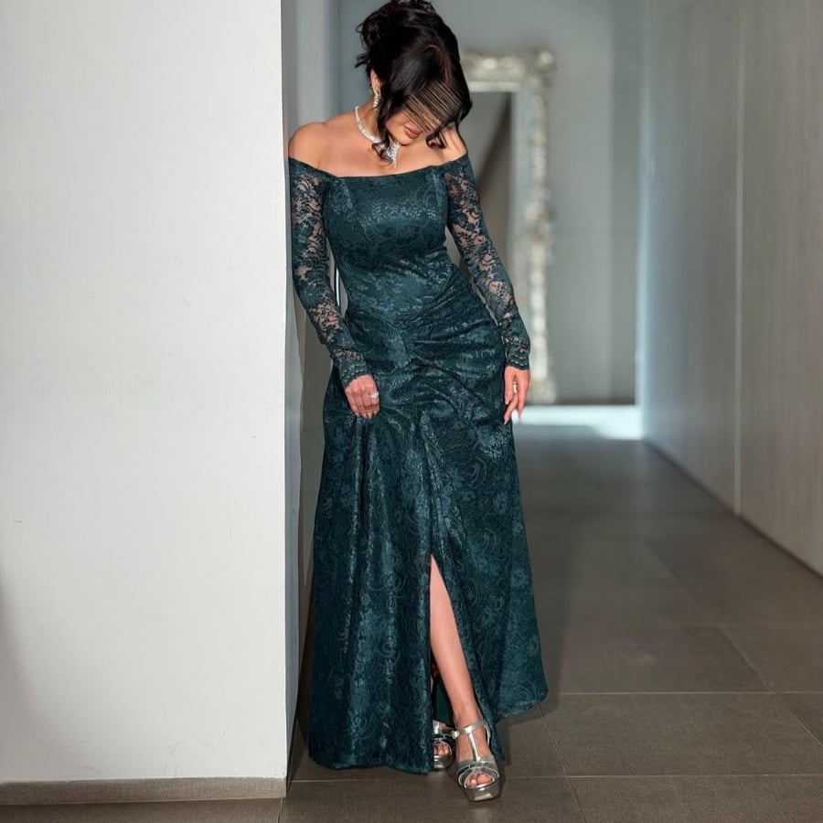 Evening dress, elegant sophisticated color, soft lace fabric