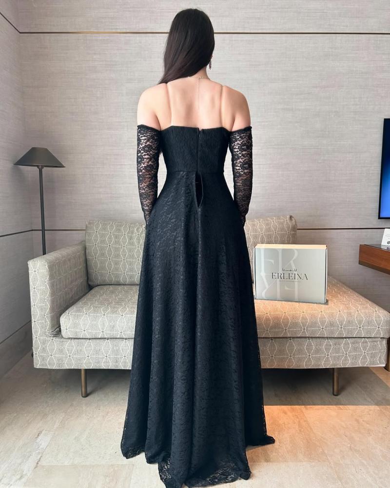 Evening dress, elegant sophisticated color, lace fabric, with Barbie.