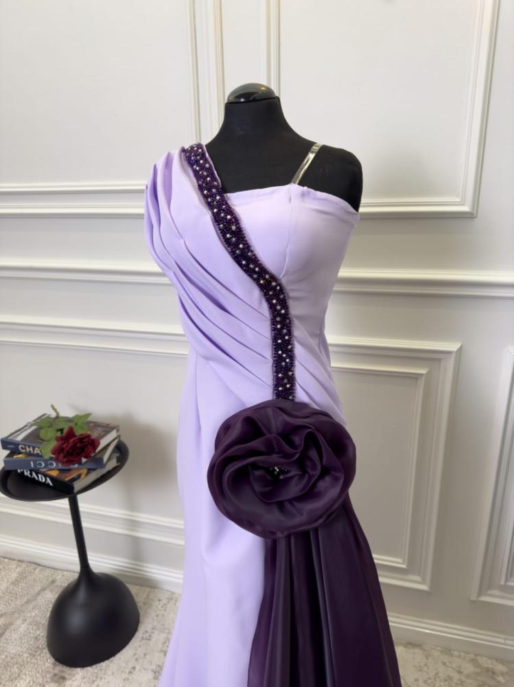 Elegant evening dress material: Barbie + organza tail + hand embroidery