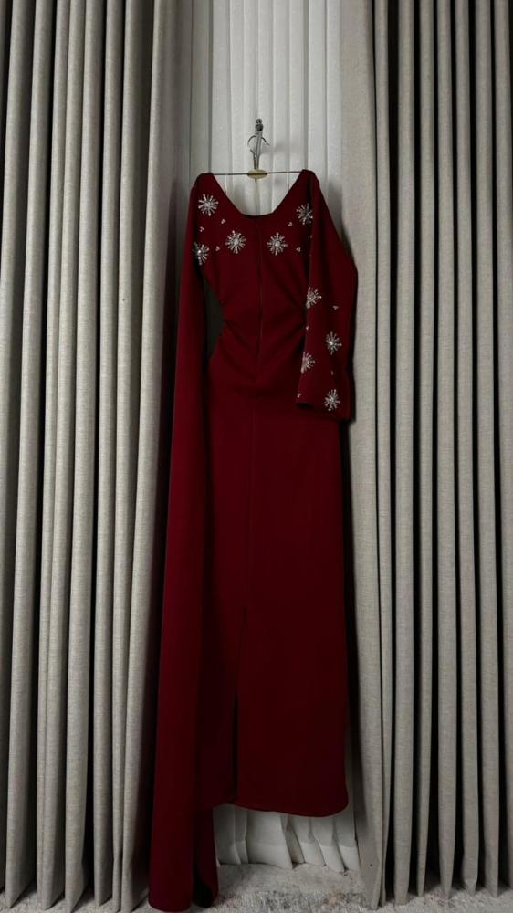 Long evening dress, elegant color, crepe stretch fabric