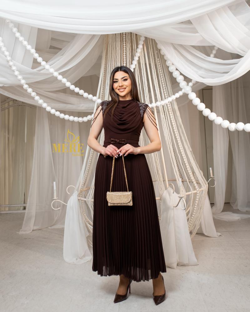 Elegant long evening dress, luxurious fabric