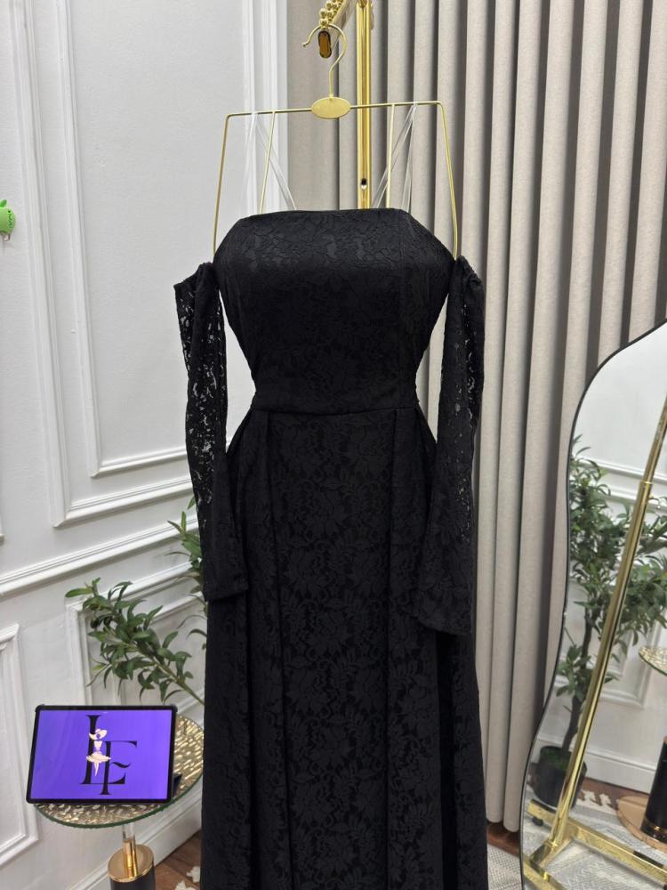 Evening dress, elegant sophisticated color, lace fabric, with Barbie.