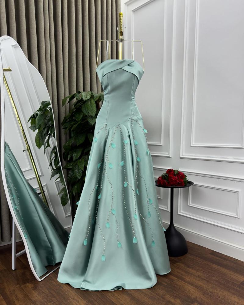 Evening dress, elegant and sophisticated color, Mikado fabric + flower
