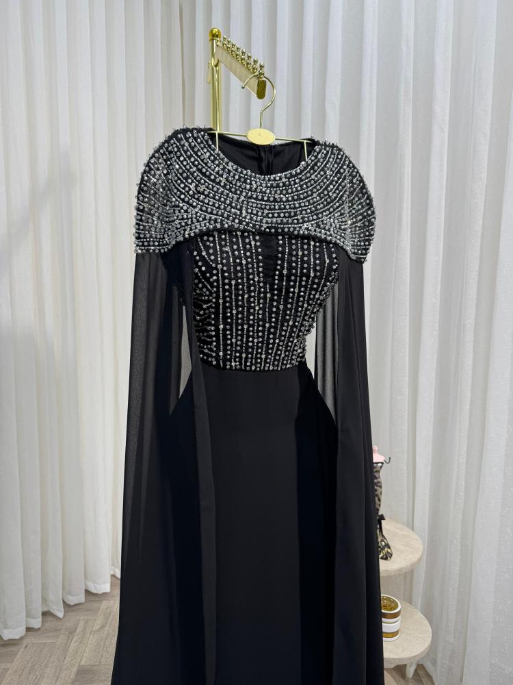Elegant evening dress long chiffon georgette material with Barbie lining
