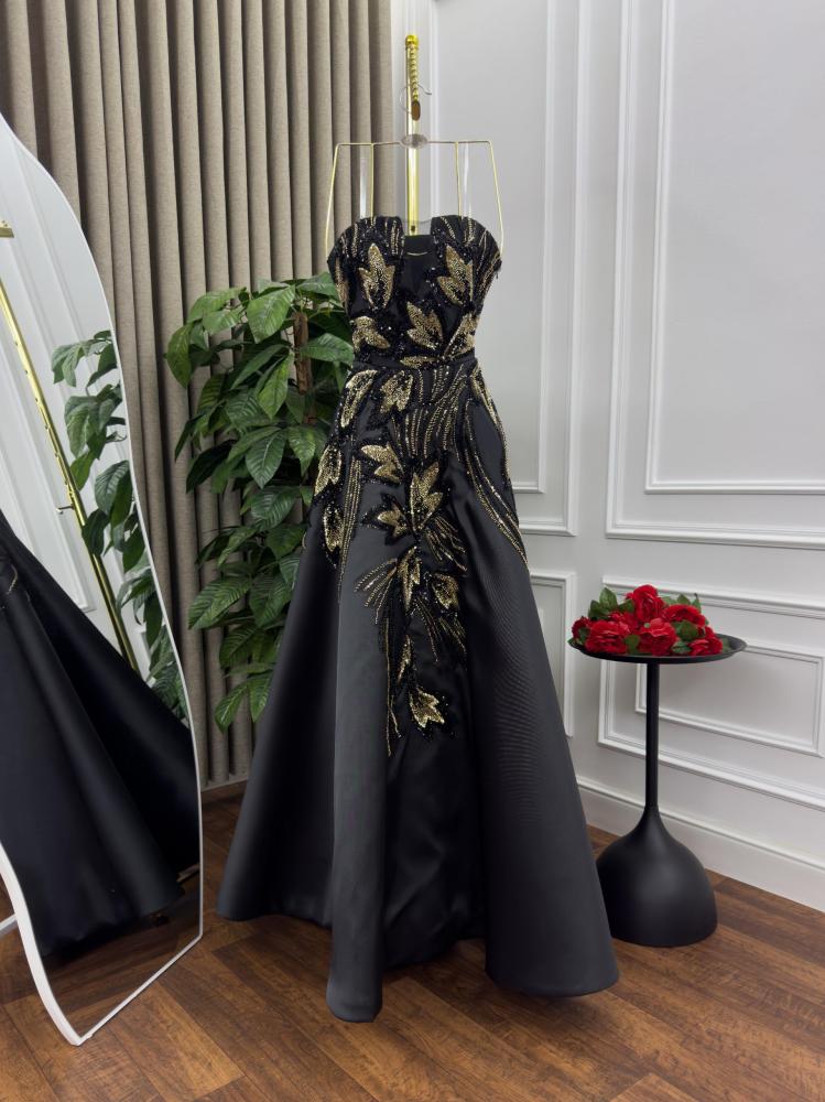 Evening dress, elegant sophisticated color, Mikado fabric + elegant hand embroidery