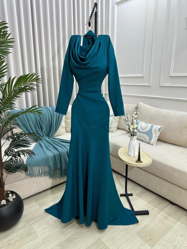 Evening dress, elegant color, crepe stretch fabric