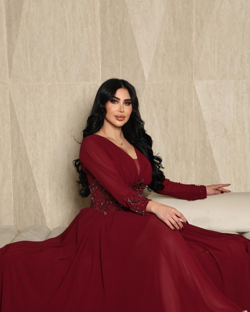 فستان  سهره راقي لون انيق شيفون جورجيت مبطن