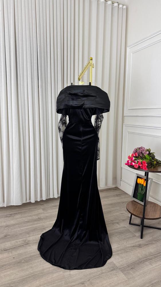 Winter evening dress, elegant color, velvet fabric