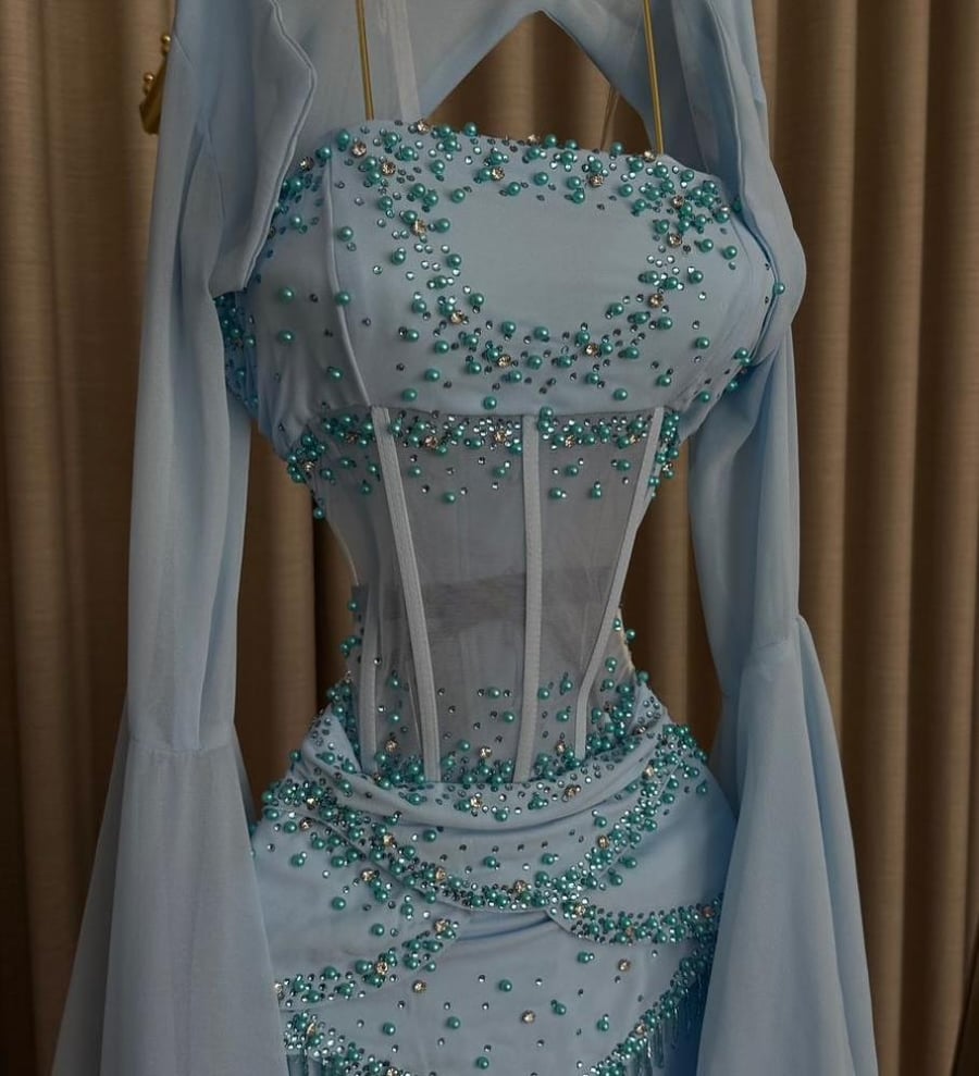 Evening dress, elegant color, chiffon fabric, lined, on top