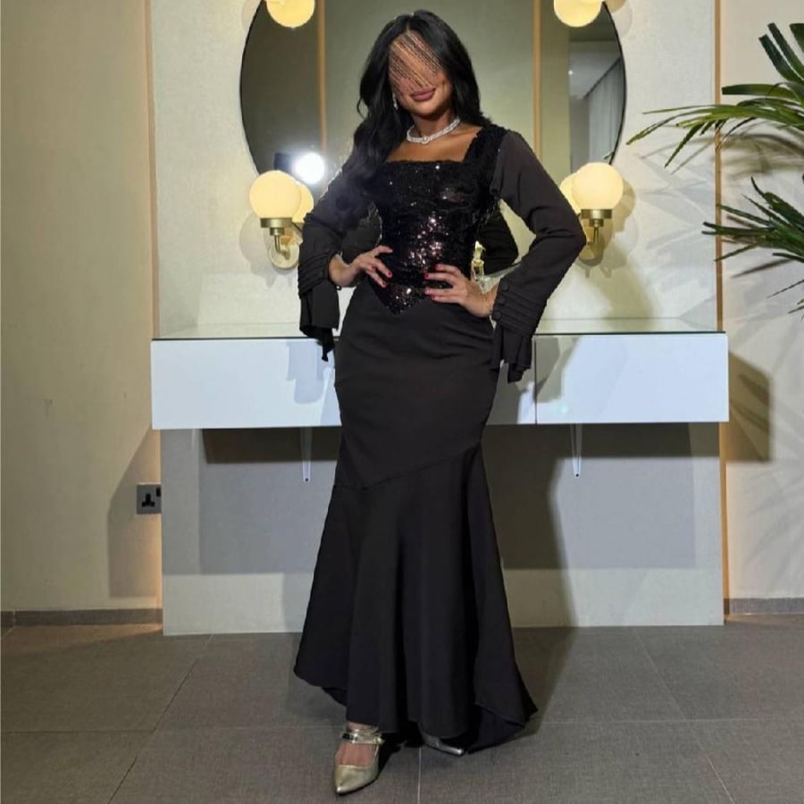 Evening dress, material sequins on crepe stretch