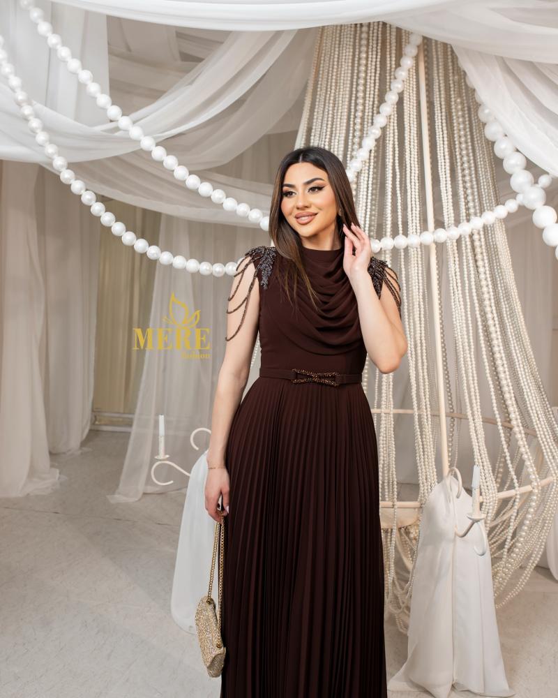 Elegant long evening dress, luxurious fabric