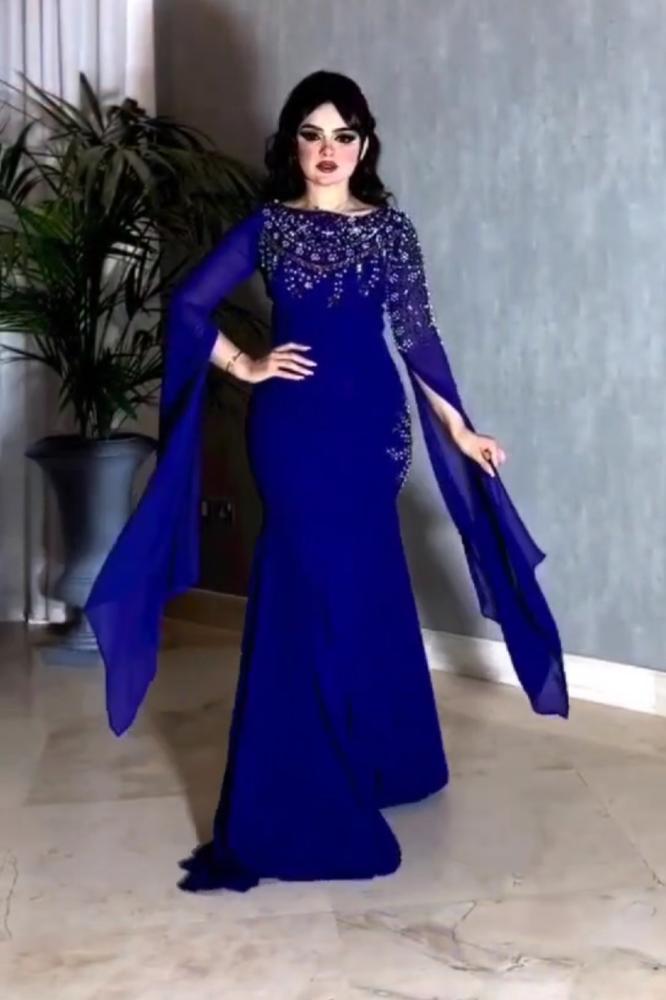Eid dress, evening, fabric / crepe stretch on chiffon + elegant hand embroidery