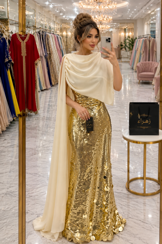 فستان سهره راقي طويل لونين خامه راقيه
